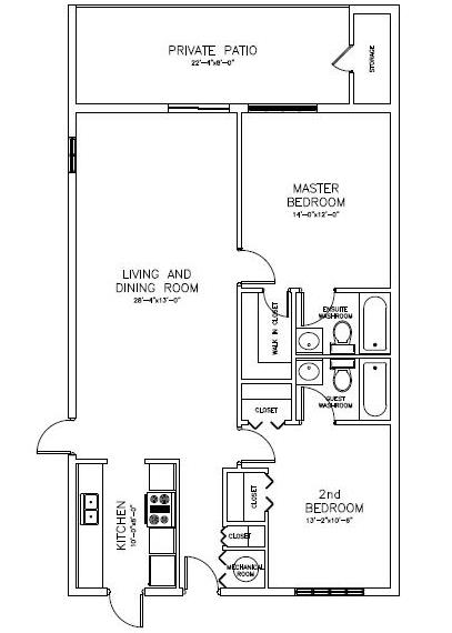 Penthouse Towers 2 bedroom condo floor plan