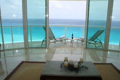amazing views of entire Cancun beach from terrace