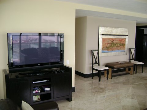 huge great room with attached oceanfront patio with jacquzz, 42 inch flat panel Plasma TV