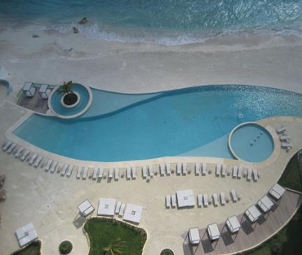 breathtaking view of entire Cancun hotel zone from rear terrace of masser bedroom