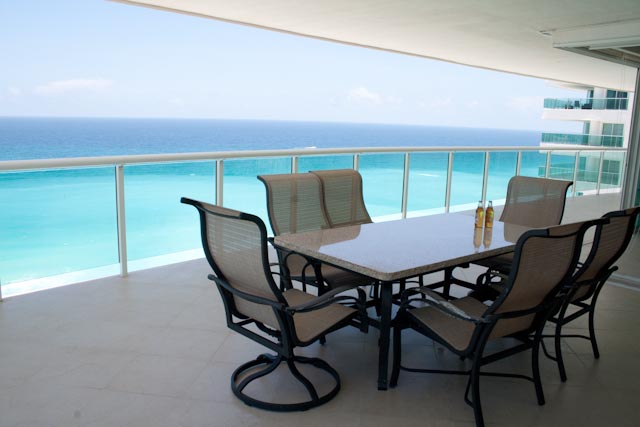breathtaking view of entire Cancun hotel zone from rear terrace of masser bedroom 
