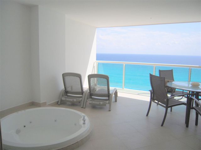 huge 250 square foot oceanfront patio with jacquzzi, and luxury outdoor furniture