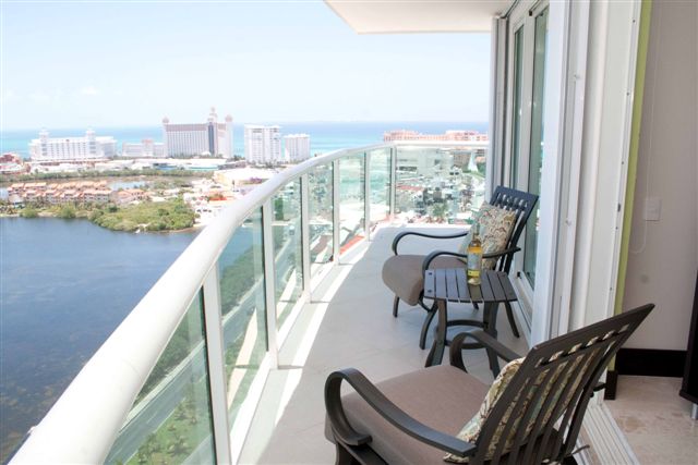 Another view from the lagoon facing patio outside of guest suites 3 and 4