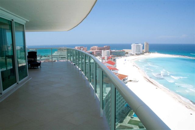 breathtaking view of entire Cancun hotel zone from Caribbean side terrace